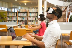 University campus digitally connected with data network – representing digital transformation in higher education UK